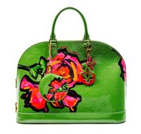 A Louis Vuitton Vert Tonic Vernis Roses Alma Bag, 15 x 10 1/2 x 7 1/2 inches.