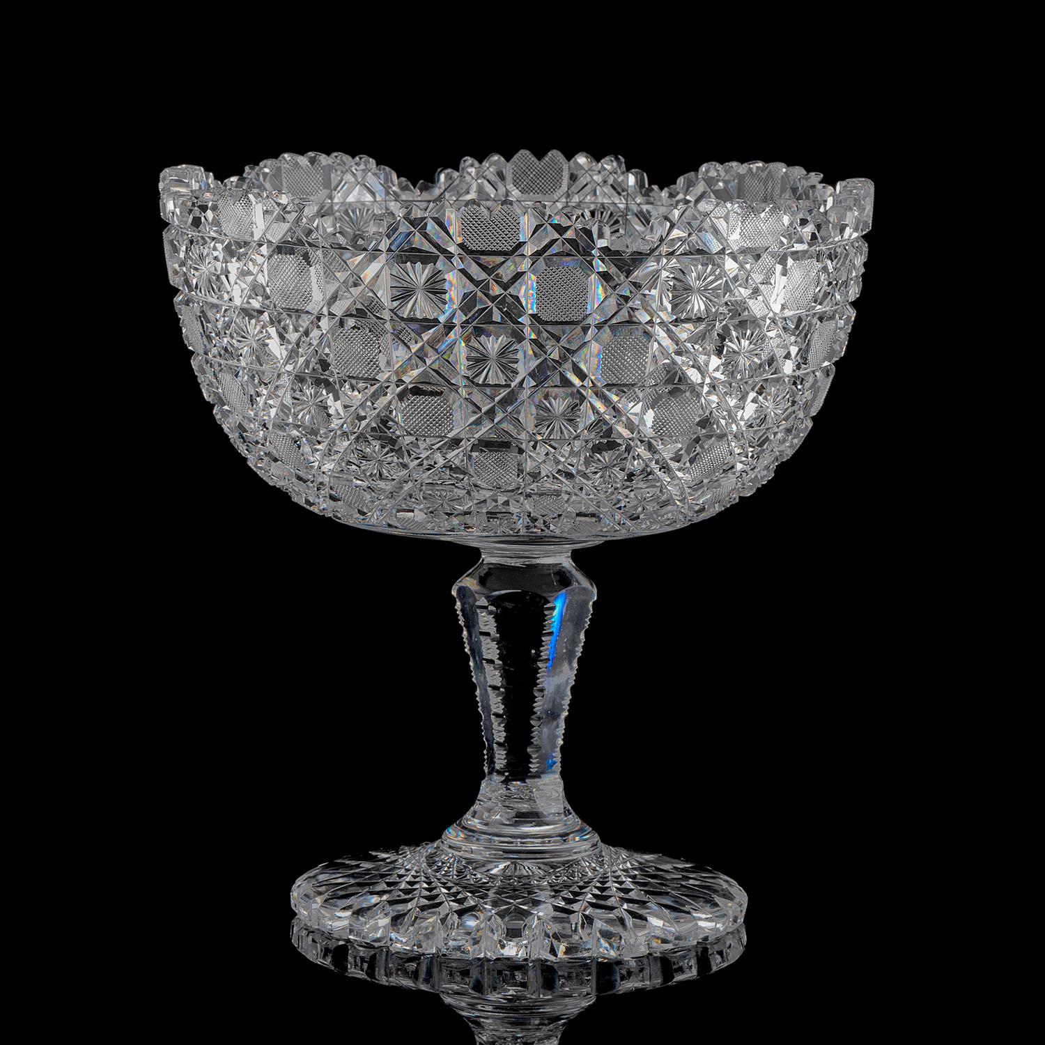 A Brilliant-Period "Harvard" Cut Glass Pedestal Bowl
