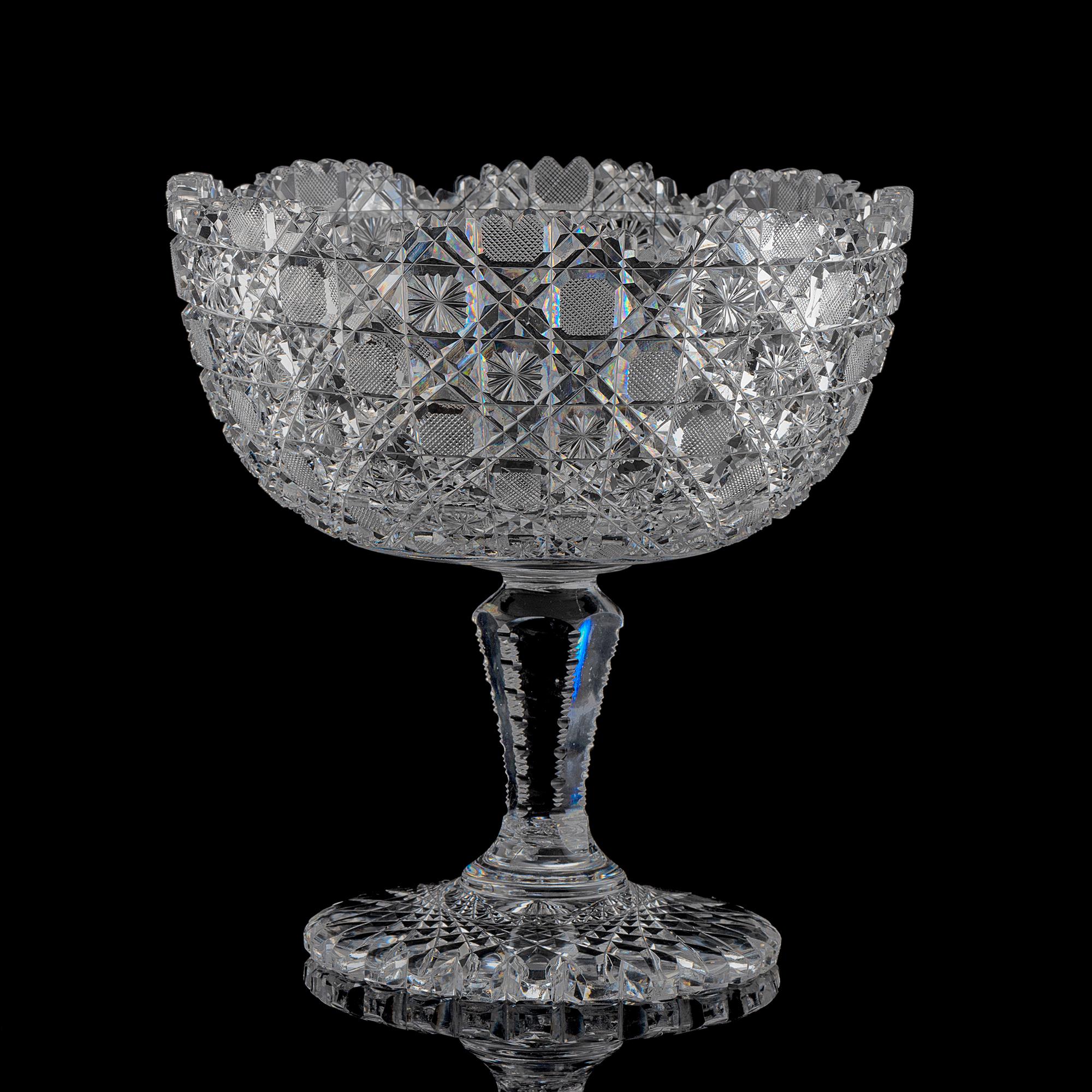 A Brilliant-Period "Harvard" Cut Glass Pedestal Bowl