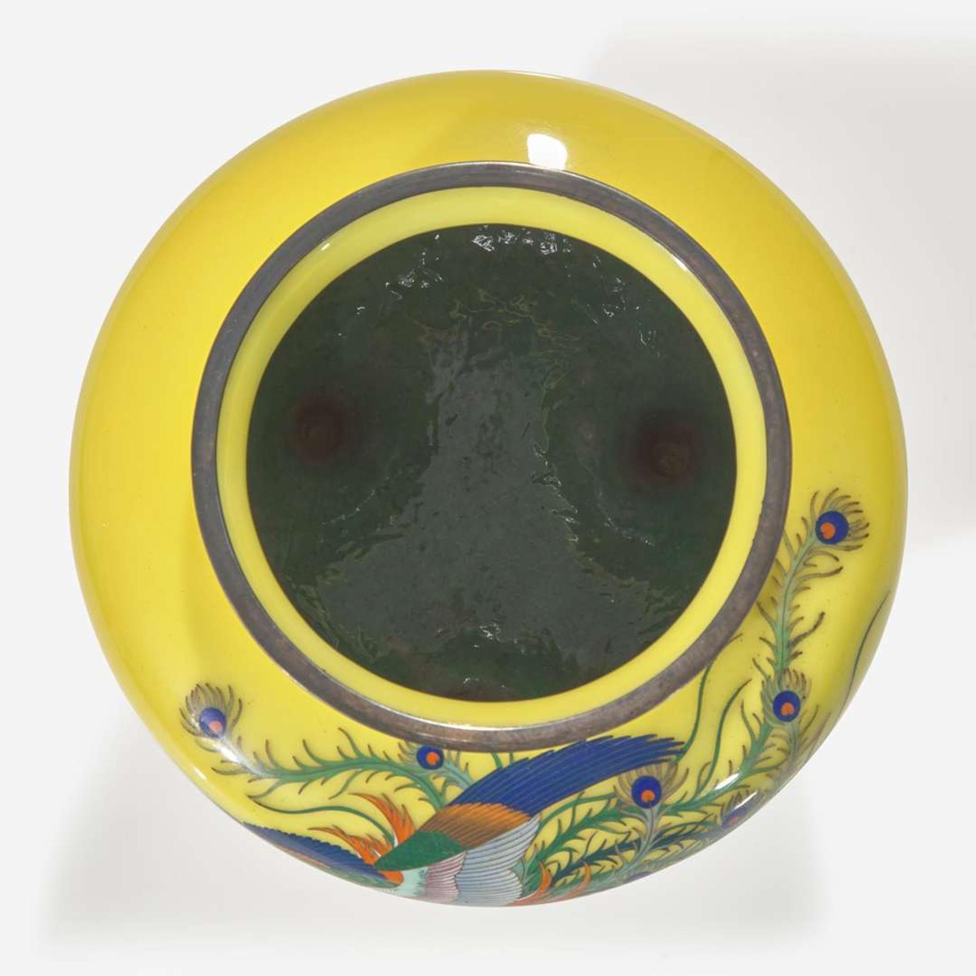 A Japanese cloisonné koro and cover with carved wood stand 日本帶蓋香爐及木底座