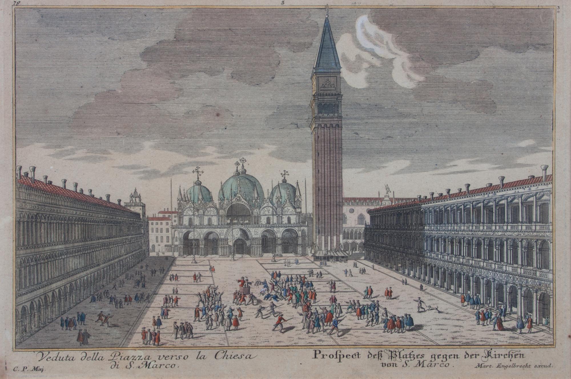 A Set of Four Hand-colored Engravings Each: 7 3/4 x 11 3/4 inches. — AFTER MARTIN ENGELBRECHT, (German, 1684-1756)