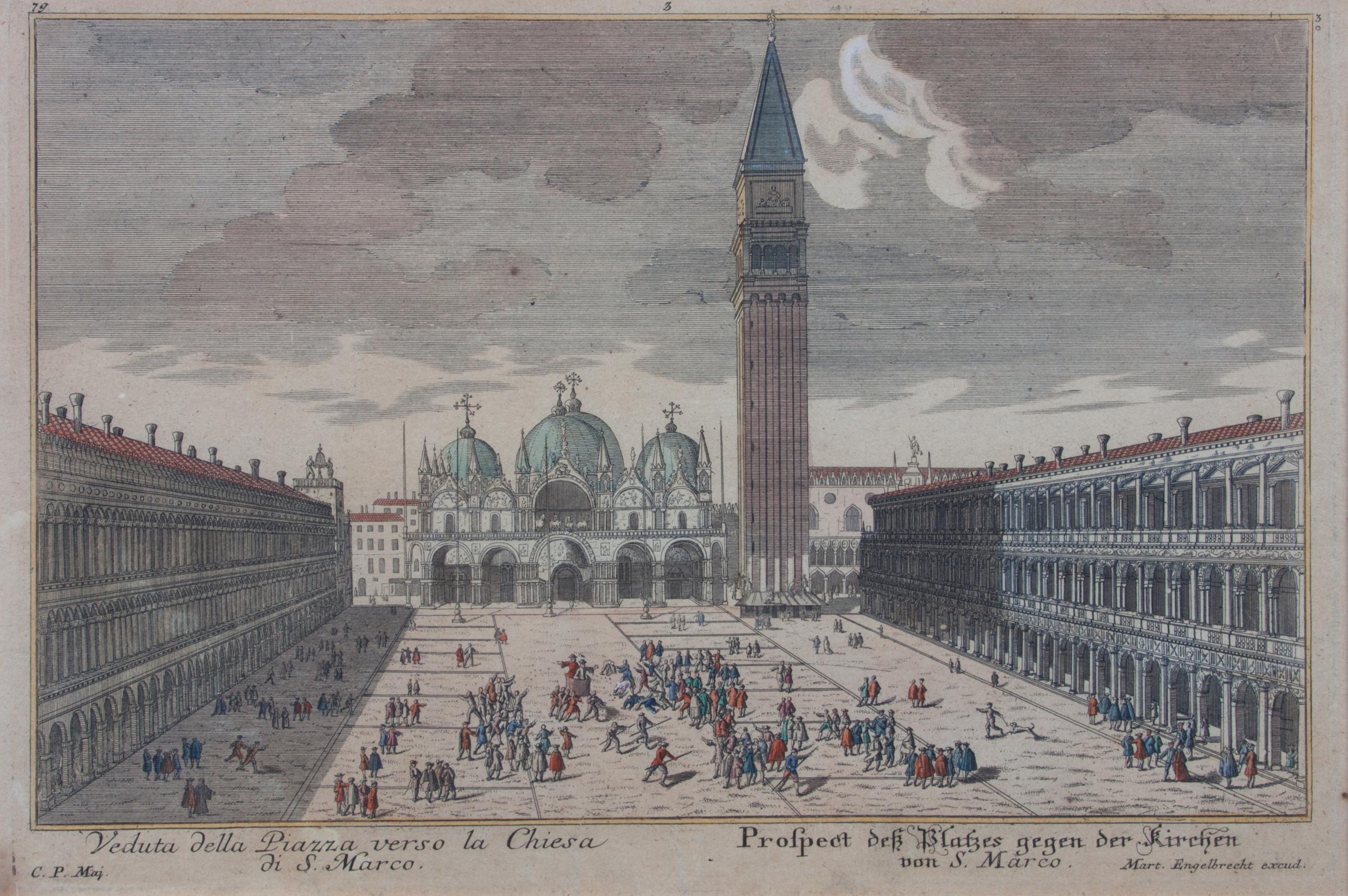 A Set of Four Hand-colored Engravings Each: 7 3/4 x 11 3/4 inches. — AFTER MARTIN ENGELBRECHT, (German, 1684-1756)