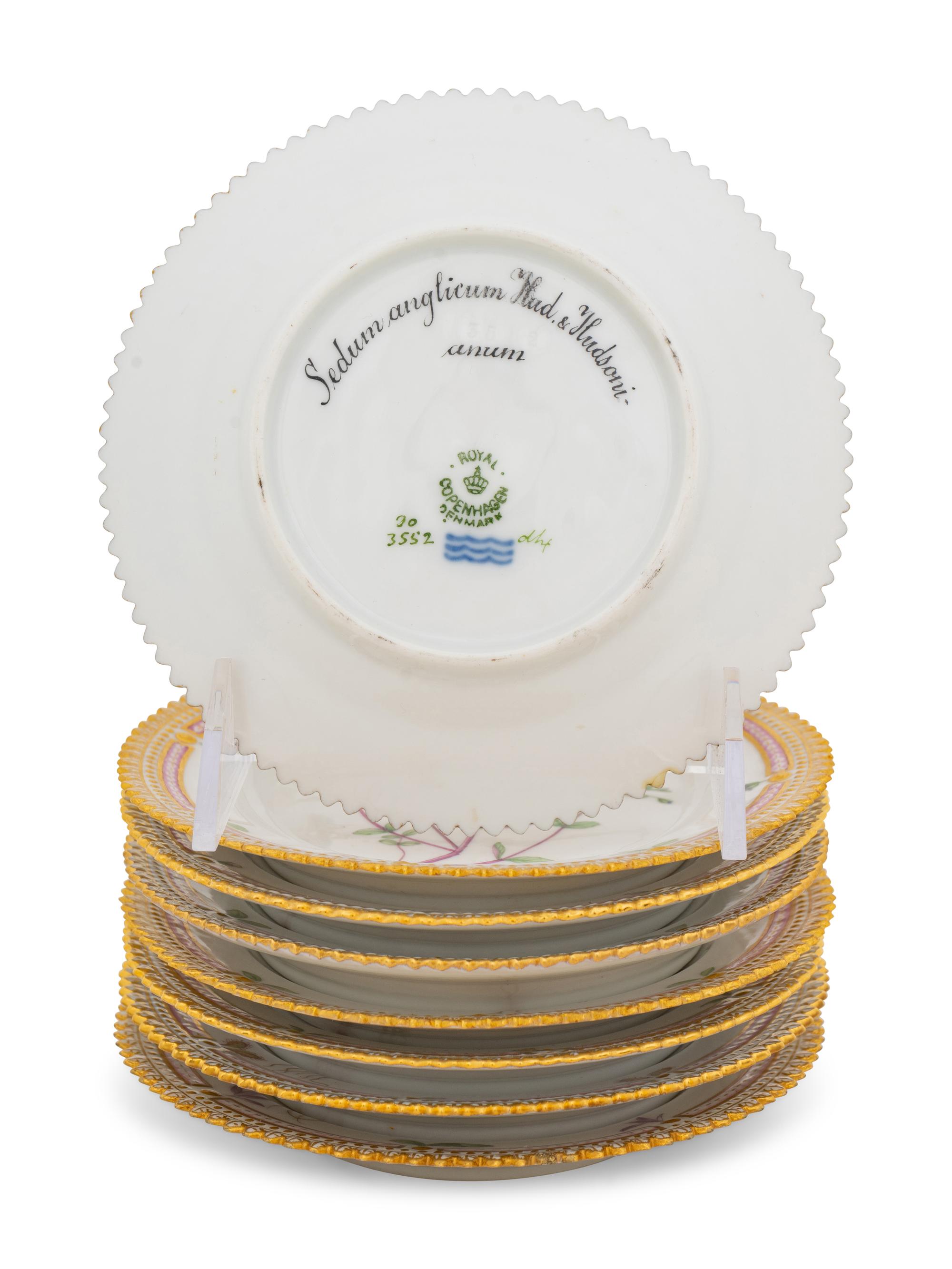 A Set of Eight Royal Copenhagen Flora Danica Bread Plates