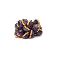 PURPLE HARDSTONE AND YELLOW GOLD RING