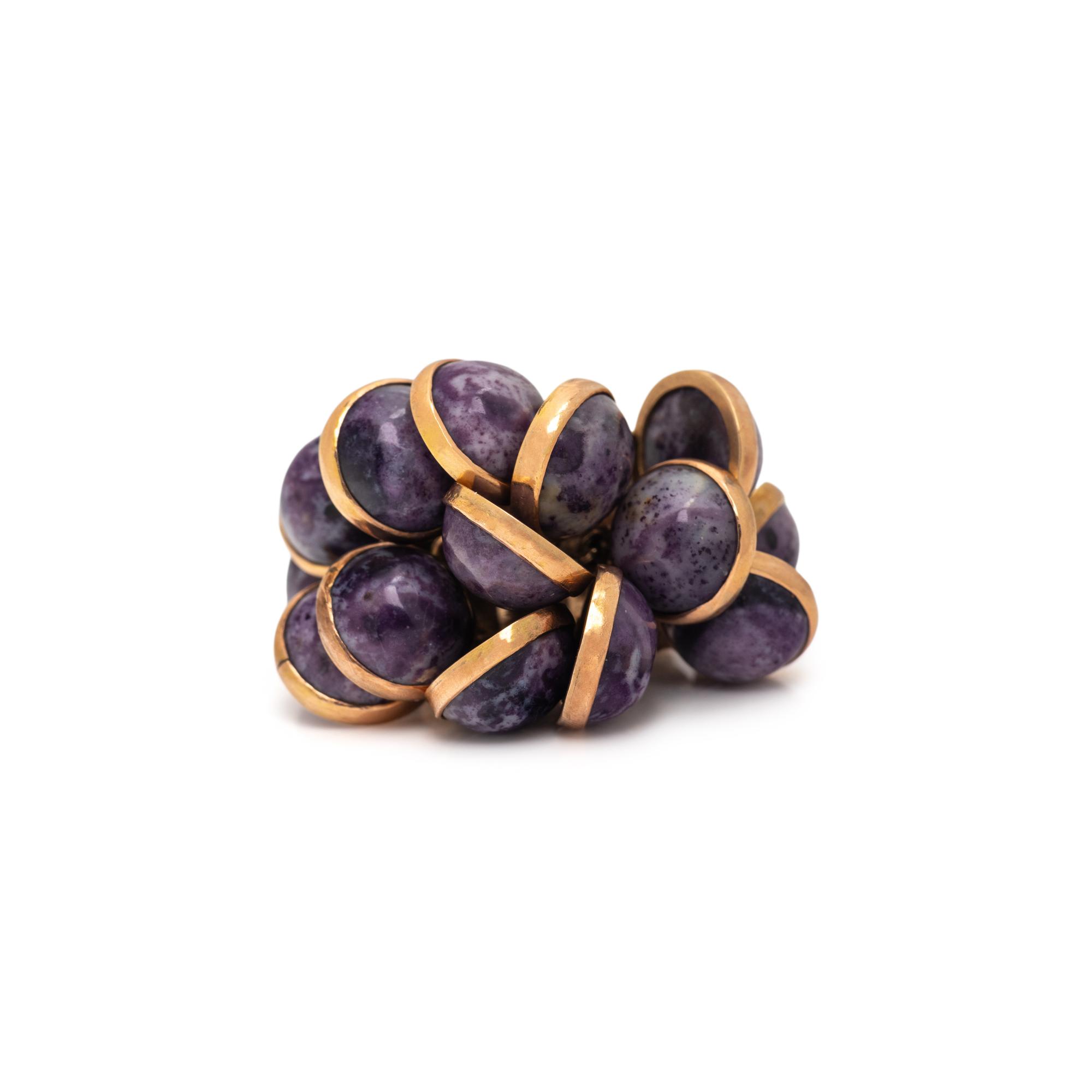 PURPLE HARDSTONE AND YELLOW GOLD RING