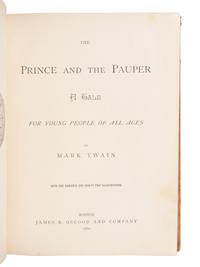 CLEMENS, Samuel ("Mark Twain") (1835-1910). The Prince and the Pauper . Boston: James R. Osgood and Company, 1882.