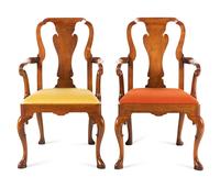 A Pair of George II Style Mahogany Armchairs