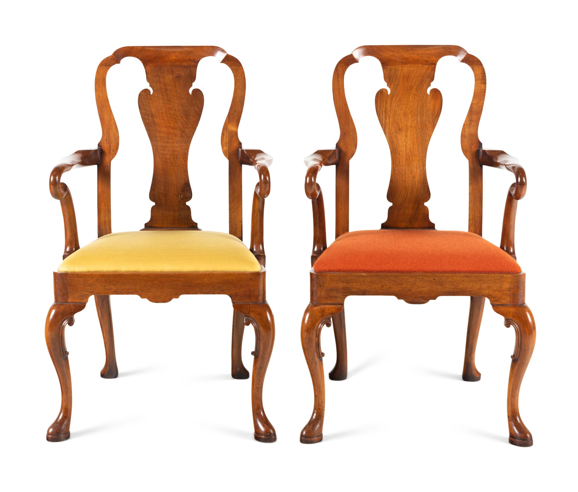 A Pair of George II Style Mahogany Armchairs