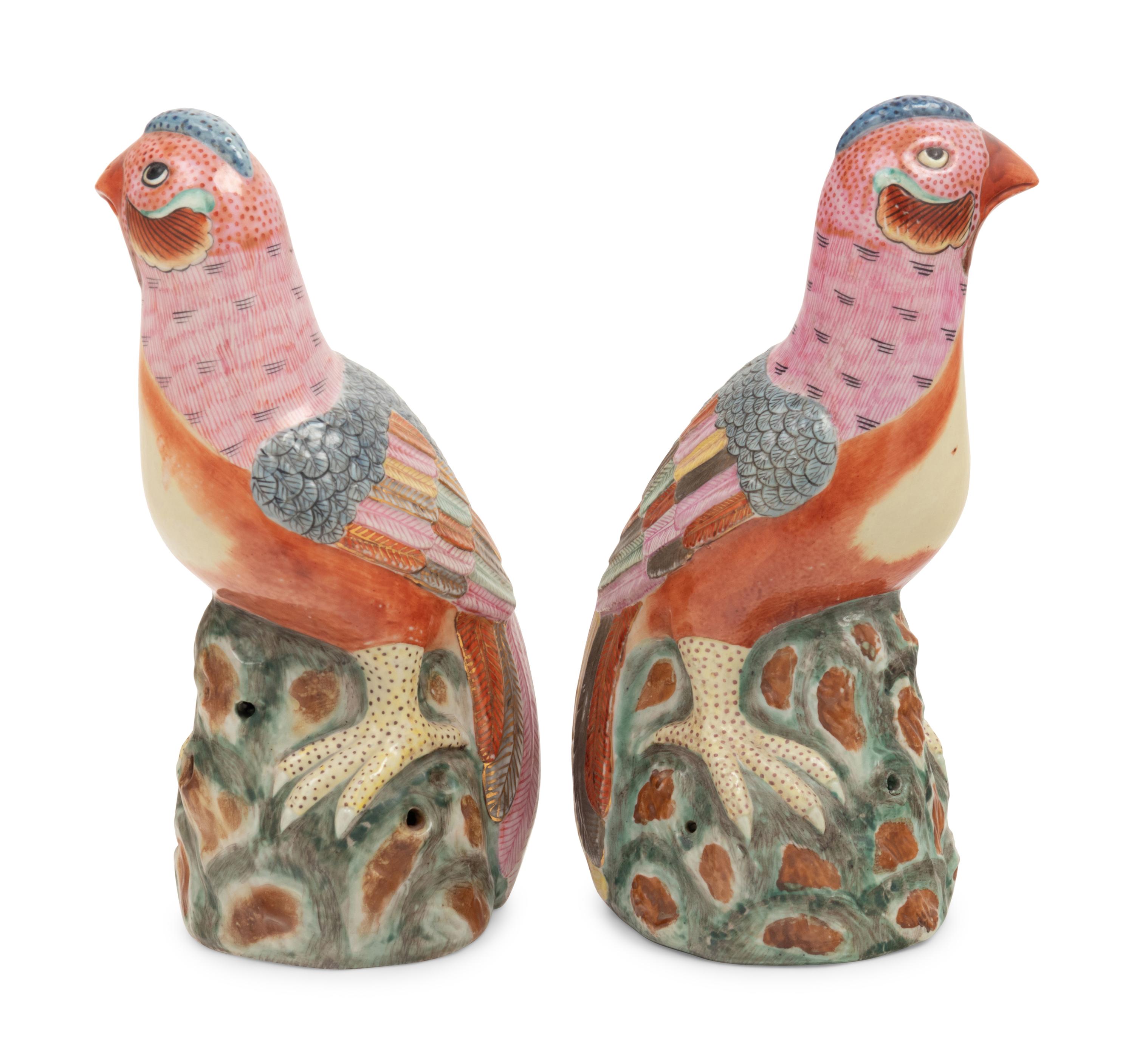 A Pair of Chinese Porcelain Phoenix Birds