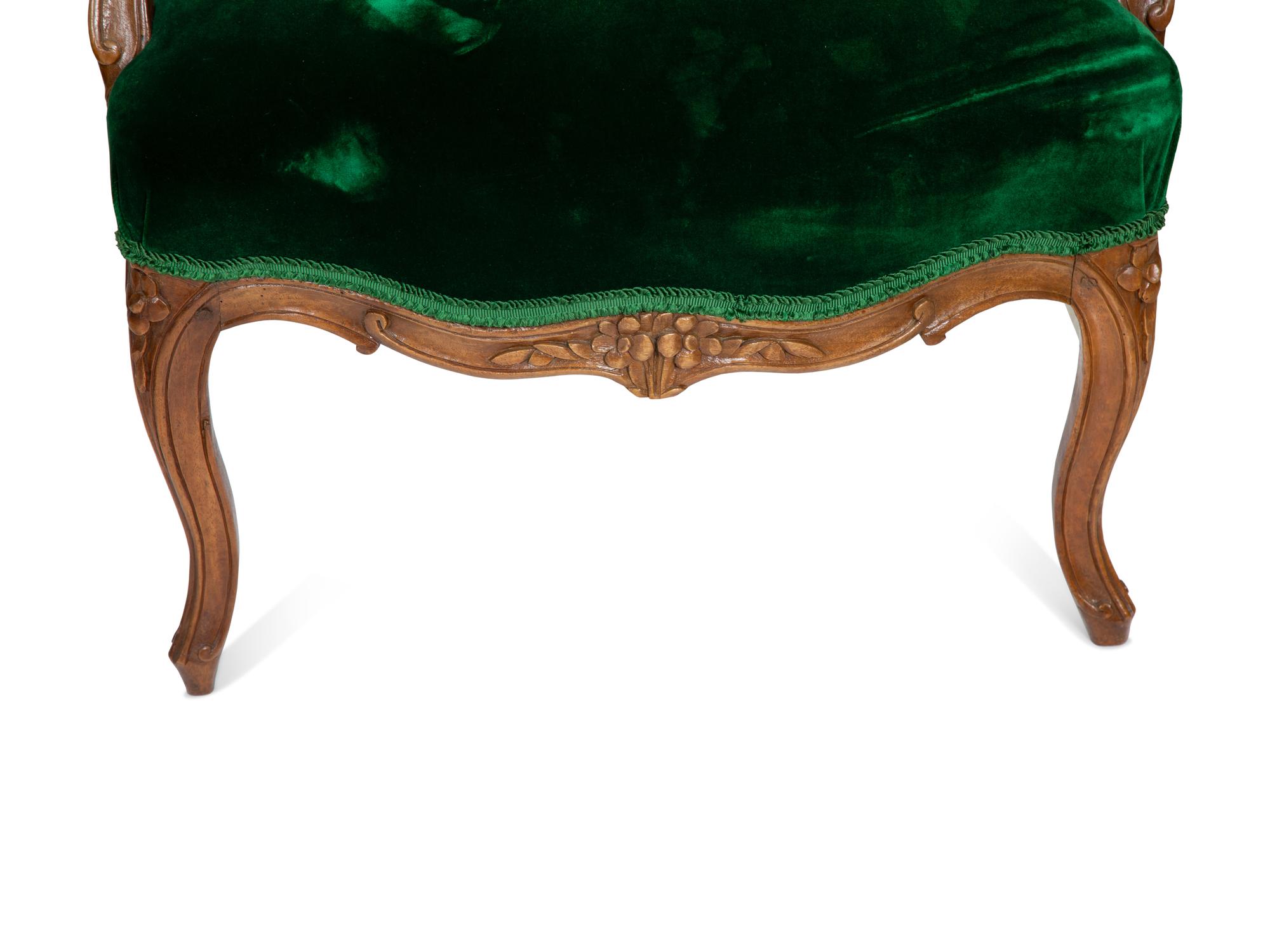 Four Louis XV Style Walnut Fauteuils