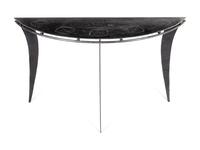 A Pierced and Brushed Steel Console Table