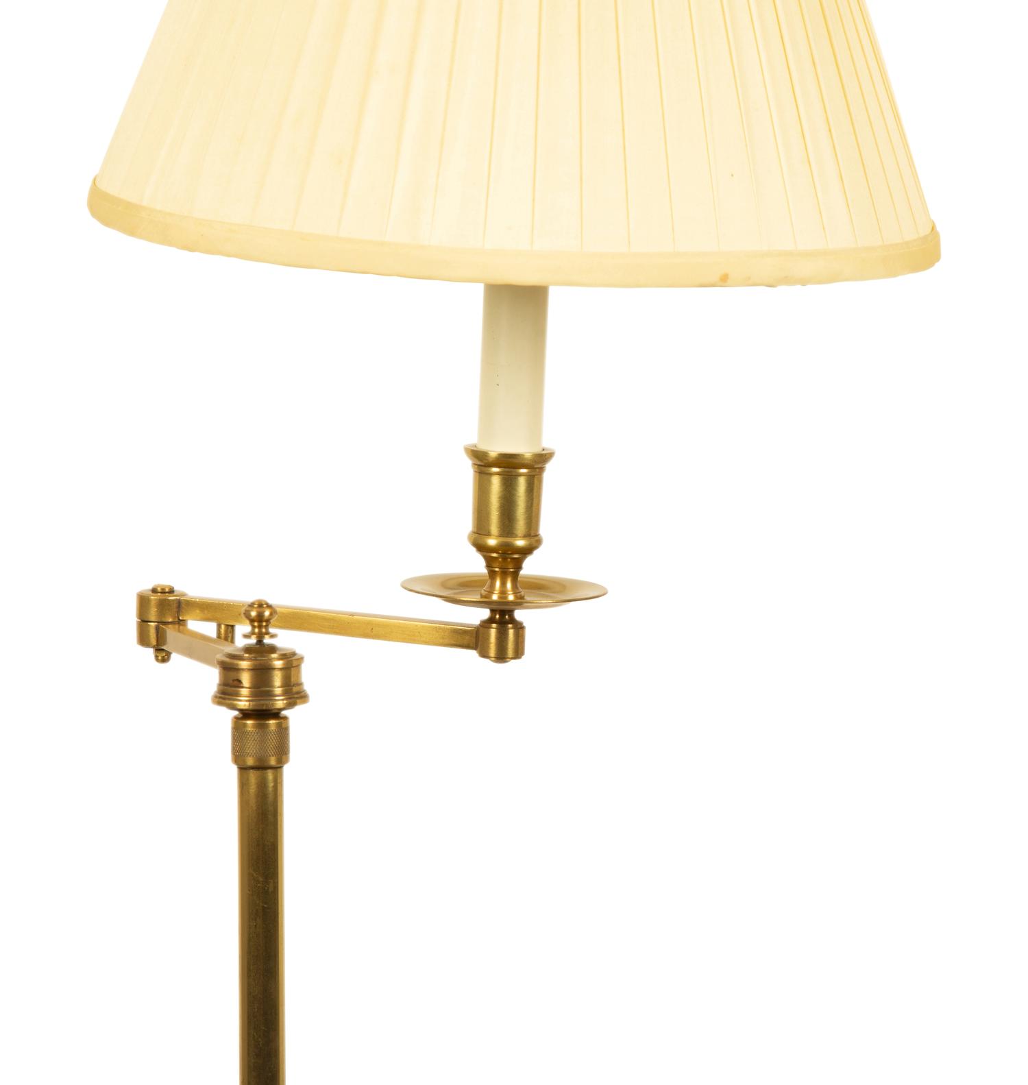 A Brass Floor Lamp with Mahogany Shelf