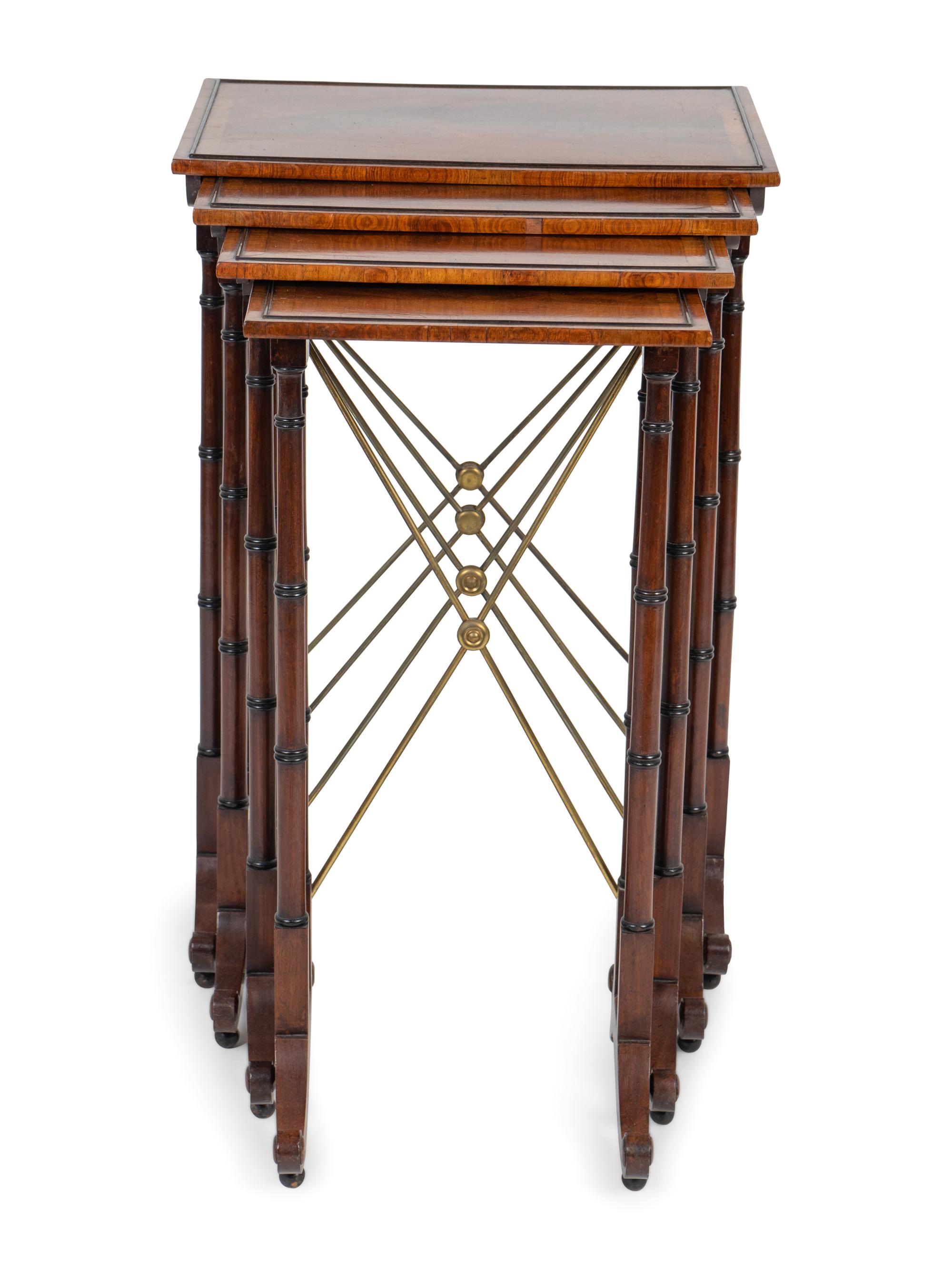 A Regency Cross-banded Rosewood Nest of Four Tables — 19TH CENTURY