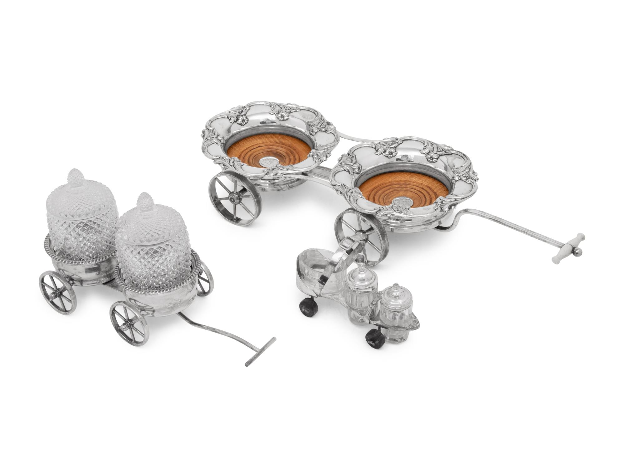 A Group of Three Silver-Plate Table Trollies
