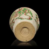 A Chinese Enameled Ceramic Vase, Meiping, Ming Dynasty 明 紅綠彩佛獅圖梅瓶