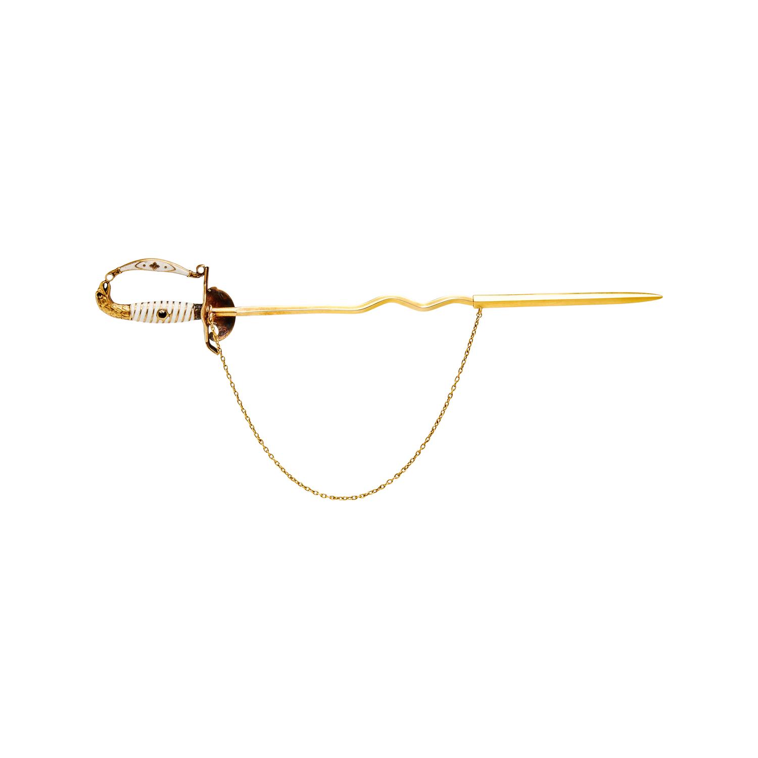 COLLECTION OF YELLOW GOLD AND GEMSTONE PINS