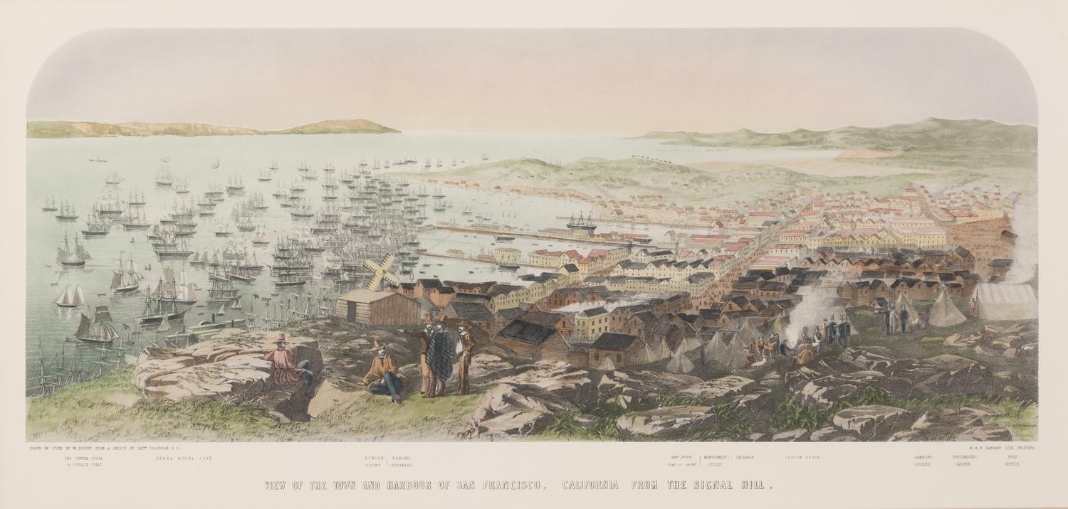 [SAN FRANCISCO]. COLLINSON, Richard?, Captain. View of the Town and Harbour of San Francisco, California from the Signal Hill . San Francisco: John Howell, 1982.