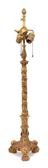 A George II Style Carved Giltwood Candlestick Height 31 1/2 inches. — 19TH CENTURY