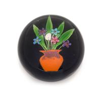 Paul Ysart, (Spanish, 1904-1991), a vase of flowers paperweight