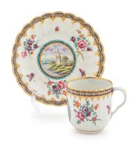 A Dr. Wall Worcester Porcelain Teacup and Saucer — C. 1780
