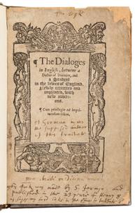 SAINT GERMAN, Christopher. The Dialoges in English. [London: Richard Tottell, 1580].