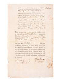 [REVOLUTIONARY WAR]. Partially printed appointment of Elijah Robinson (1735-1809) as "Captain & Paymaster" of a Company in Col. Roger Enos's Battallion "now raising for the Defence of this & the United States." Connecticut, 7 April 1778.
