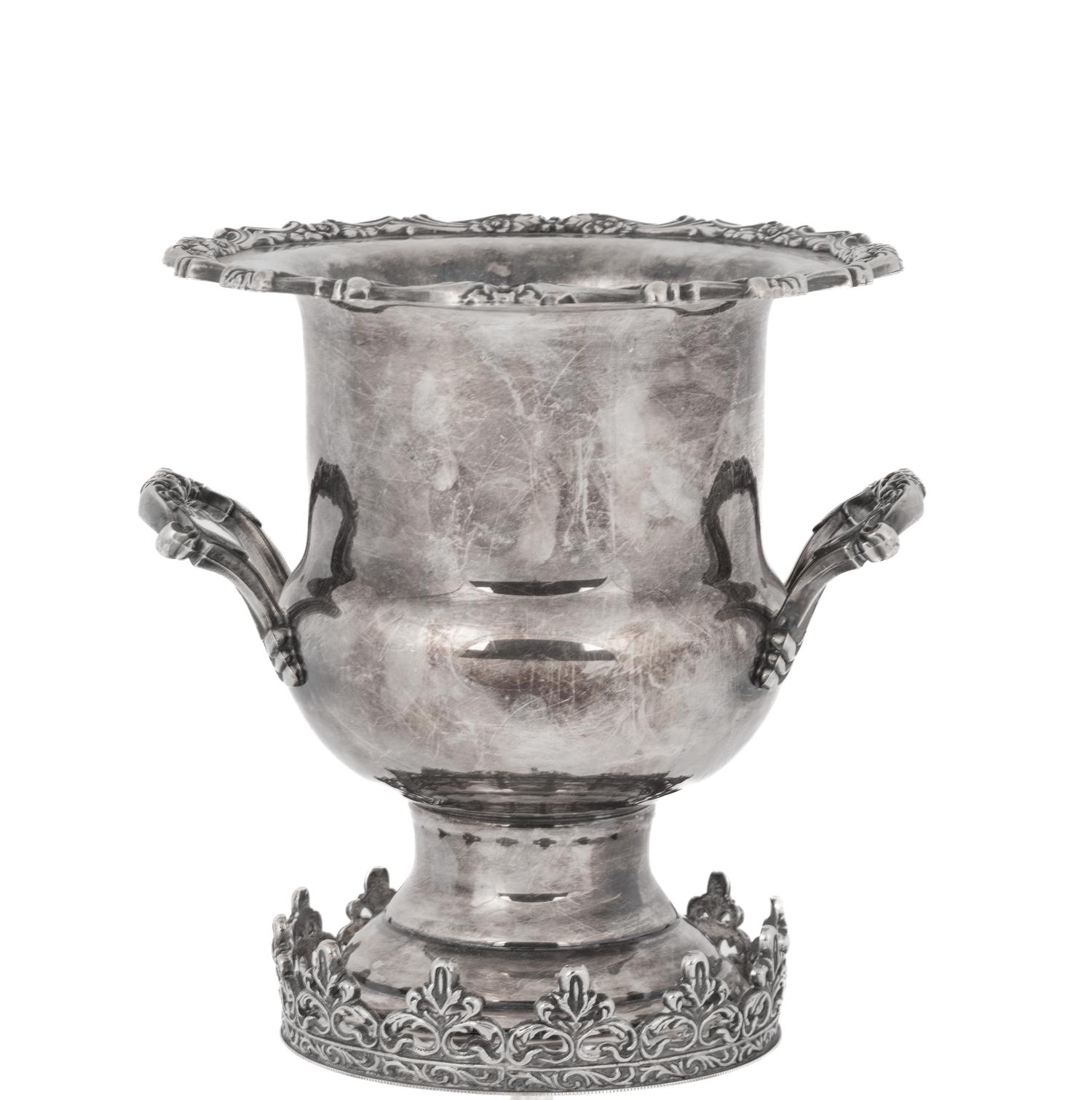 A Silvered Metal Candle Stand
