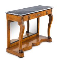 A Charles X Gilt Bronze Mounted Burlwood Marble-Top Pier Table