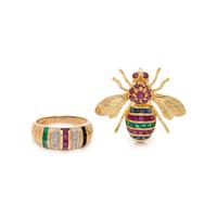COLLECTION OF YELLOW GOLD AND MULTIGEM JEWELRY