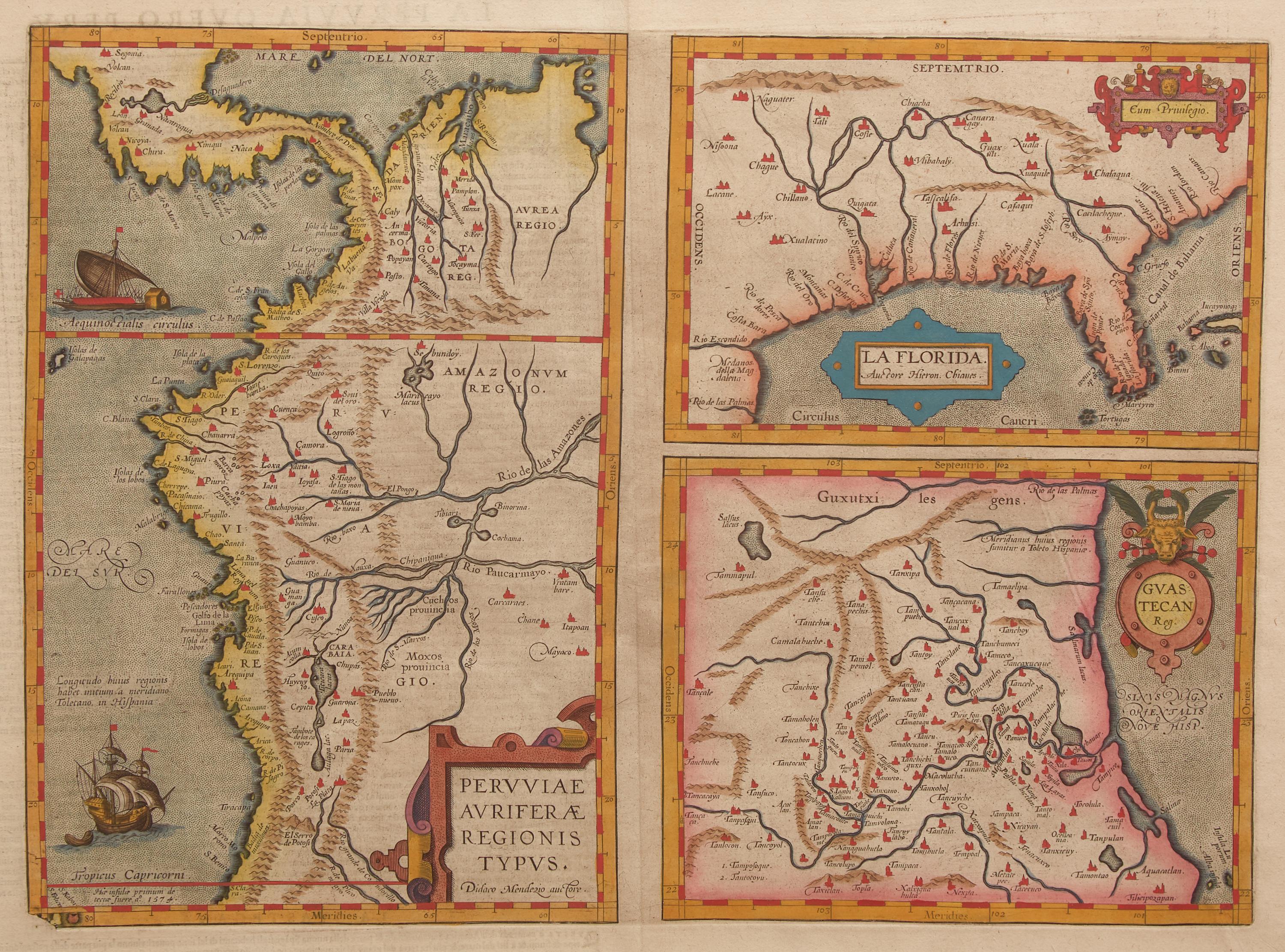 [Maps & Atlases] [Florida] Ortelius, Abraham. Peruviae Avriferae Regionis Typus...La Florida...Guastecan