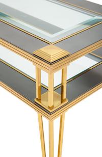 A Brass and Steel Tiered Side Table