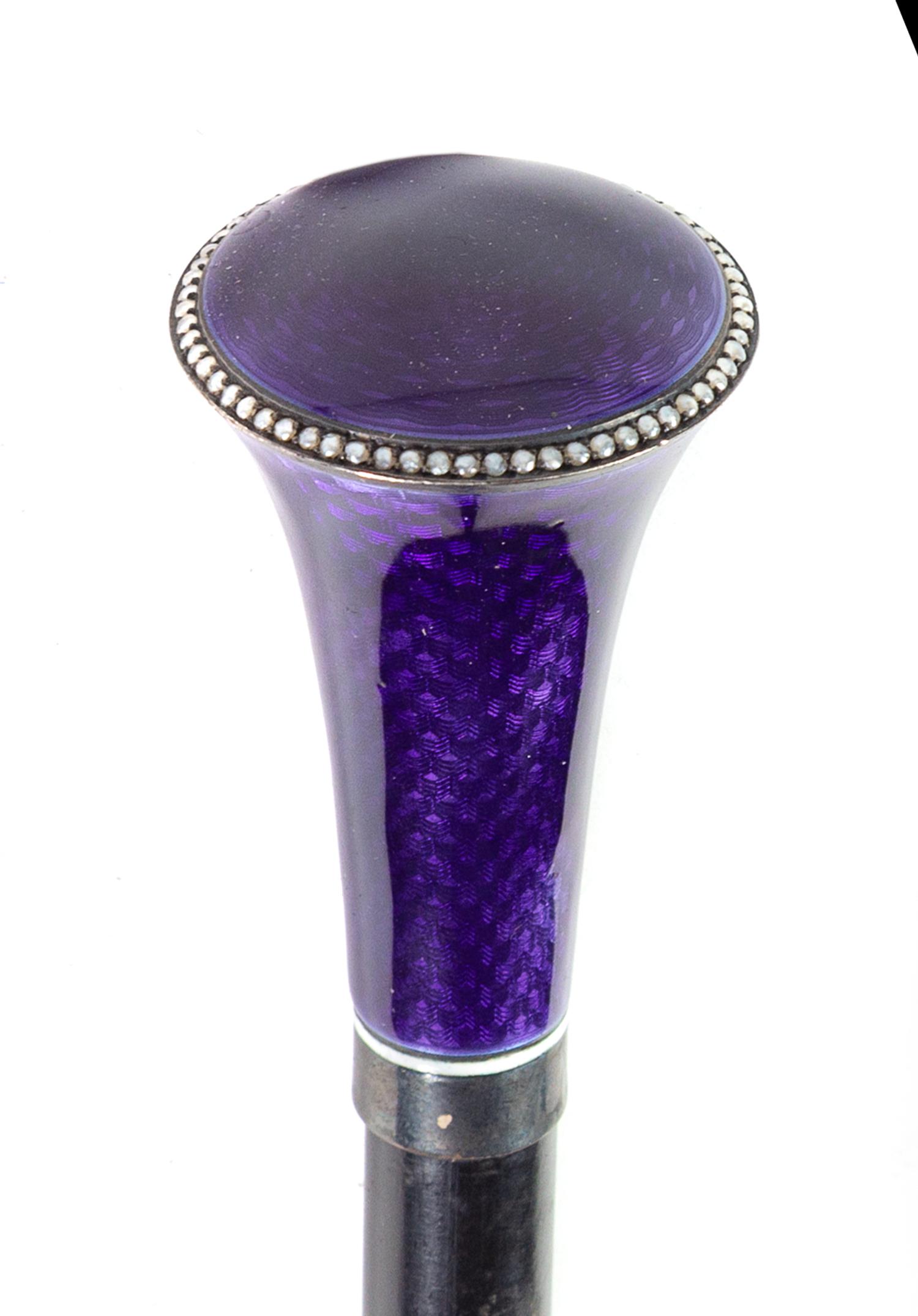 A German Silver Mounted and Enamel Walking Stick Length 36 inches. — 20TH CENTURY