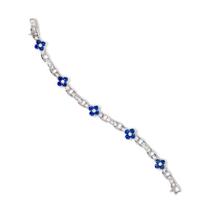 A Platinum, Sapphire and Diamond Bracelet, Waslikoff & Sons, 15.40 dwts.