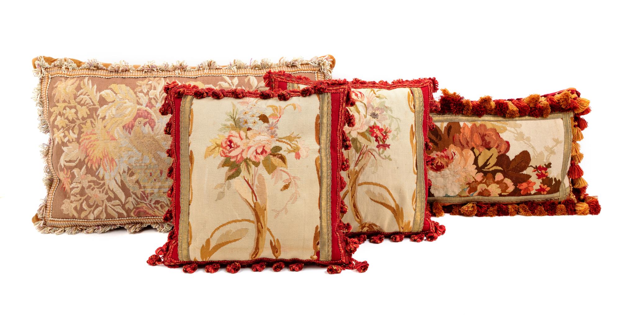 A Group of Four Aubusson Upholstered Pillows