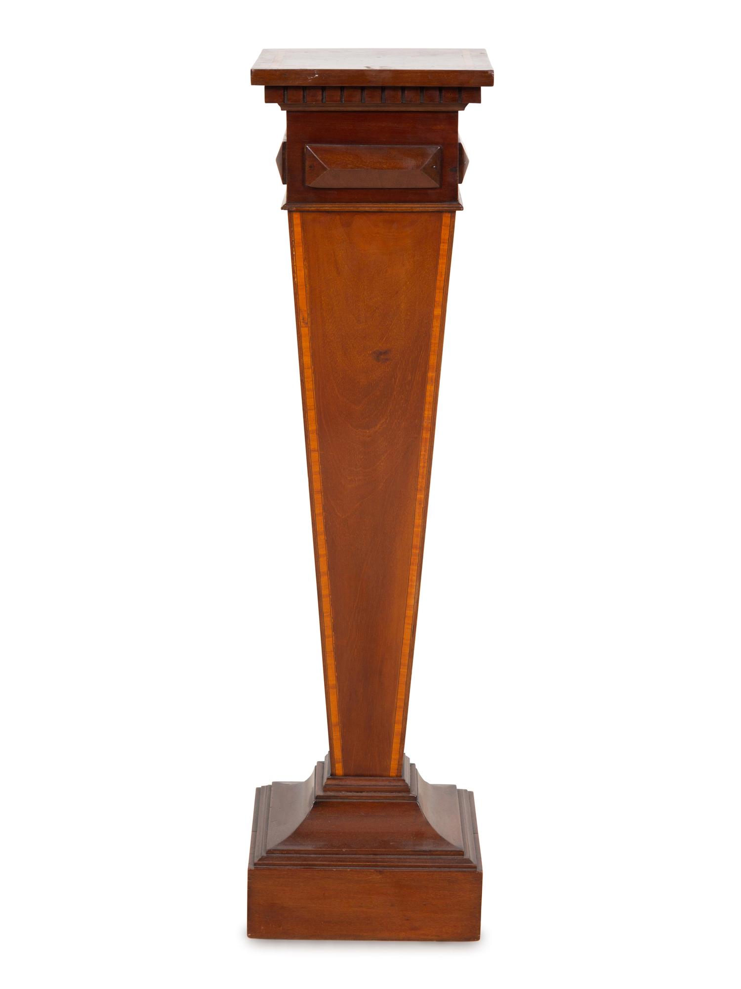 An Edwardian Satinwood Inlaid Mahogany Pedestal