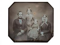 [EARLY PHOTOGRAPHY]. Three-quarter plate daguerreotype of New York farmer and judge Benjamin H. Gorton III, his wife, and daughters.