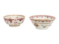 Two Chinese Export Style Porcelain Punch Bowls
