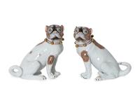 A Pair of Carl Thieme Dresden Porcelain Pug Dog Figures