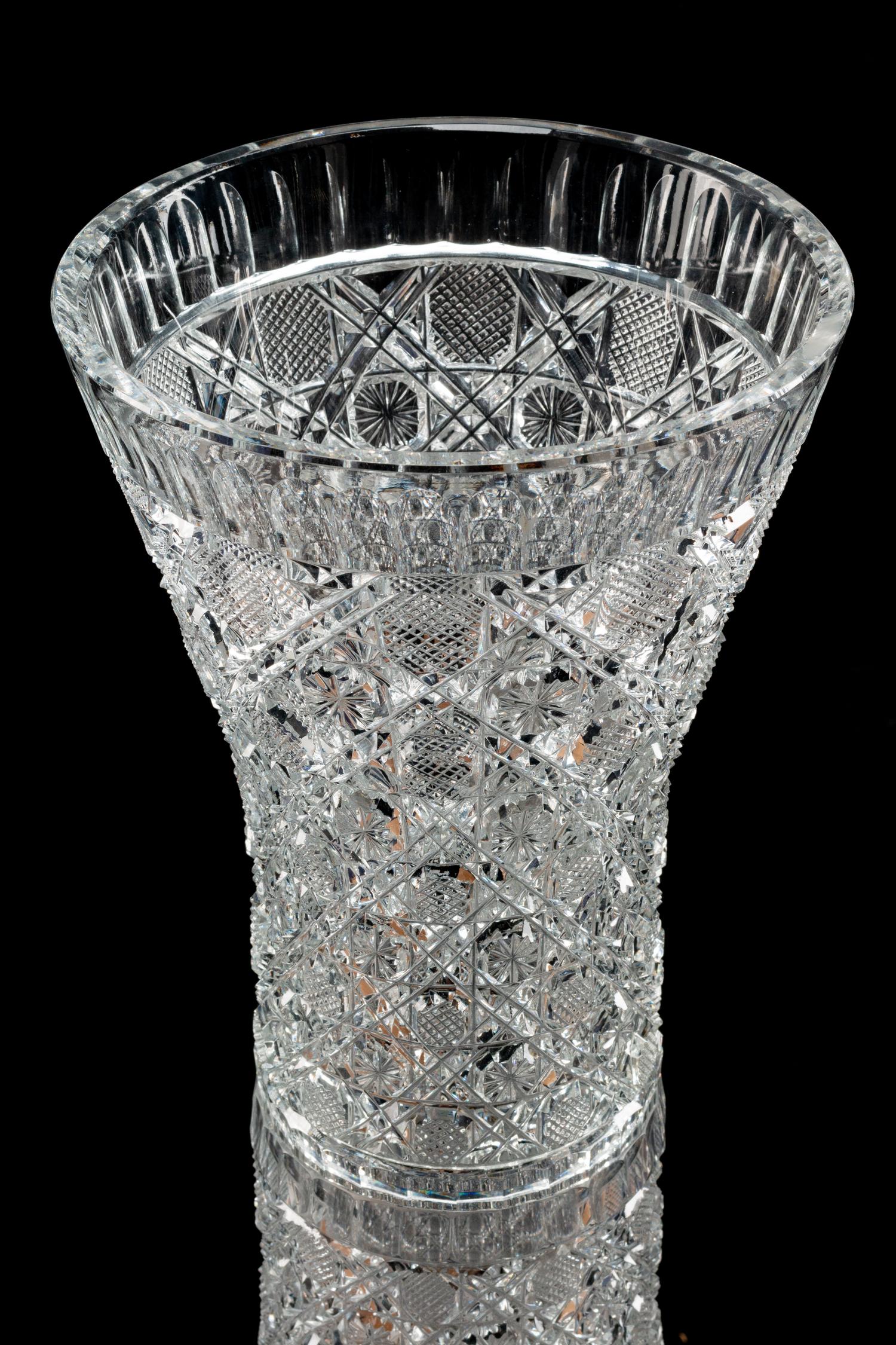 A Pair of Monumental Cut-Glass Urns