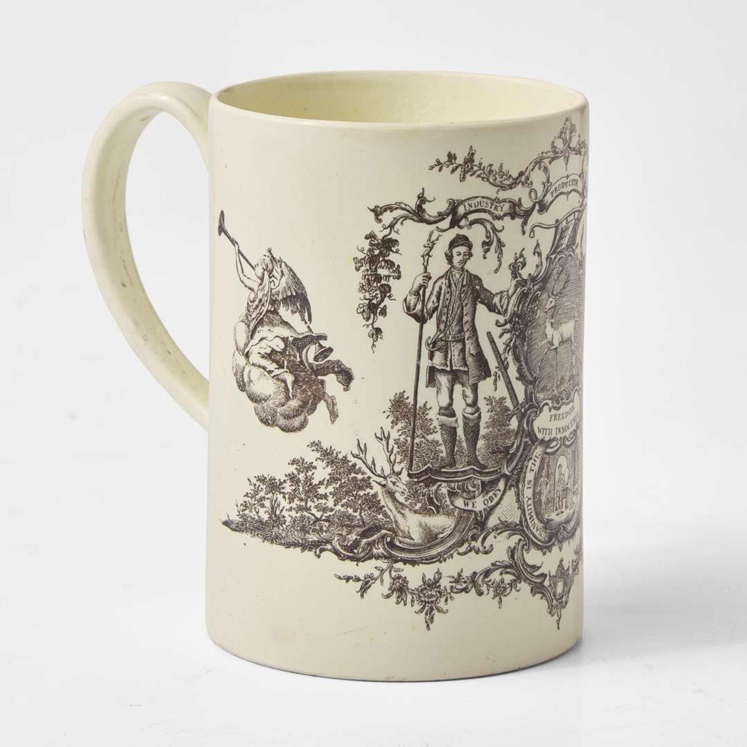 A Wedgwood Transfer-Printed Queensware Mug UK, 1760s