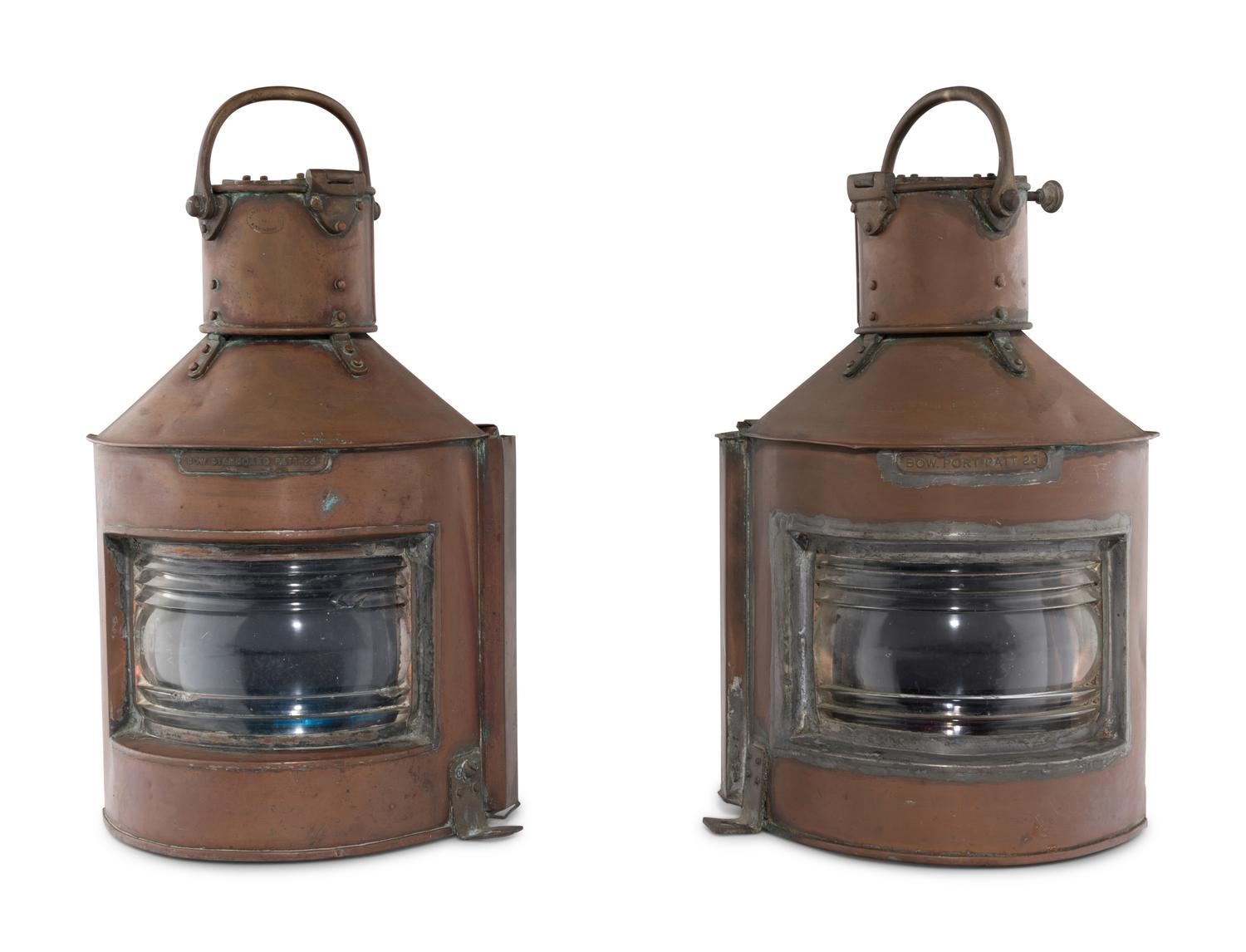 A Pair of Copper Railroad Lanterns