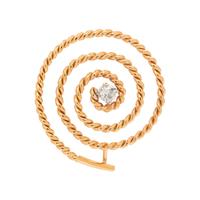 YELLOW GOLD AND DIAMOND SPIRAL BROOCH
