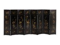 A Chinese Black and Gold Lacquer Eight-Panel Screen
