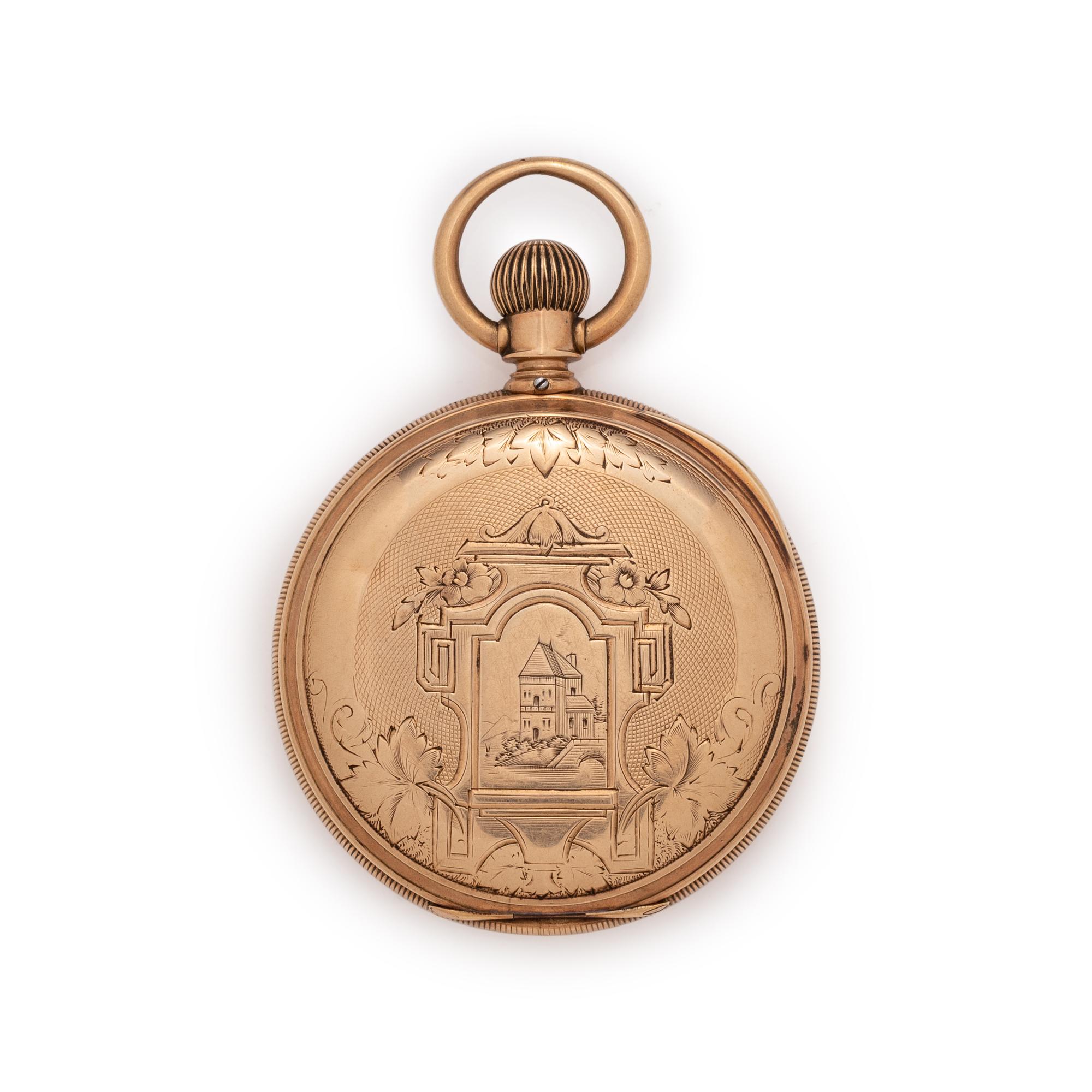 14K YELLOW GOLD HUNTER CASE POCKET WATCH