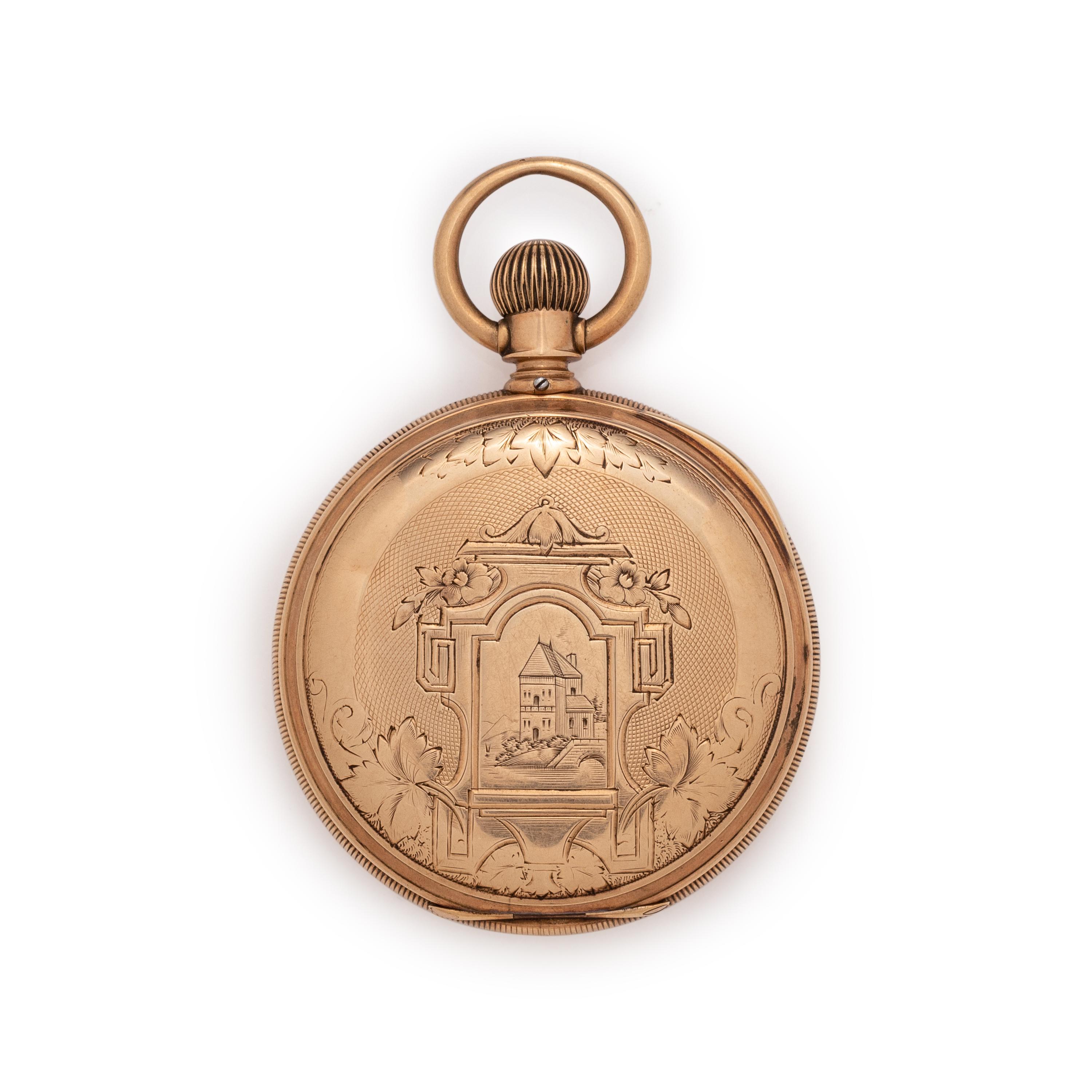14K YELLOW GOLD HUNTER CASE POCKET WATCH