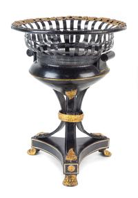 A Victorian Parcel Gilt Iron Jardiniere Height 21 x diameter 15 1/2 inches. — LATE 19TH CENTURY