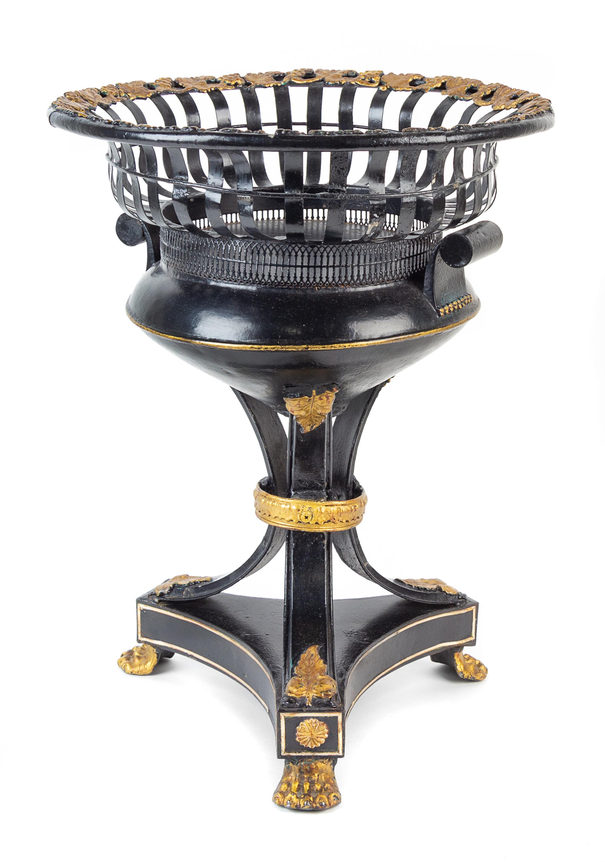 A Victorian Parcel Gilt Iron Jardiniere Height 21 x diameter 15 1/2 inches. — LATE 19TH CENTURY