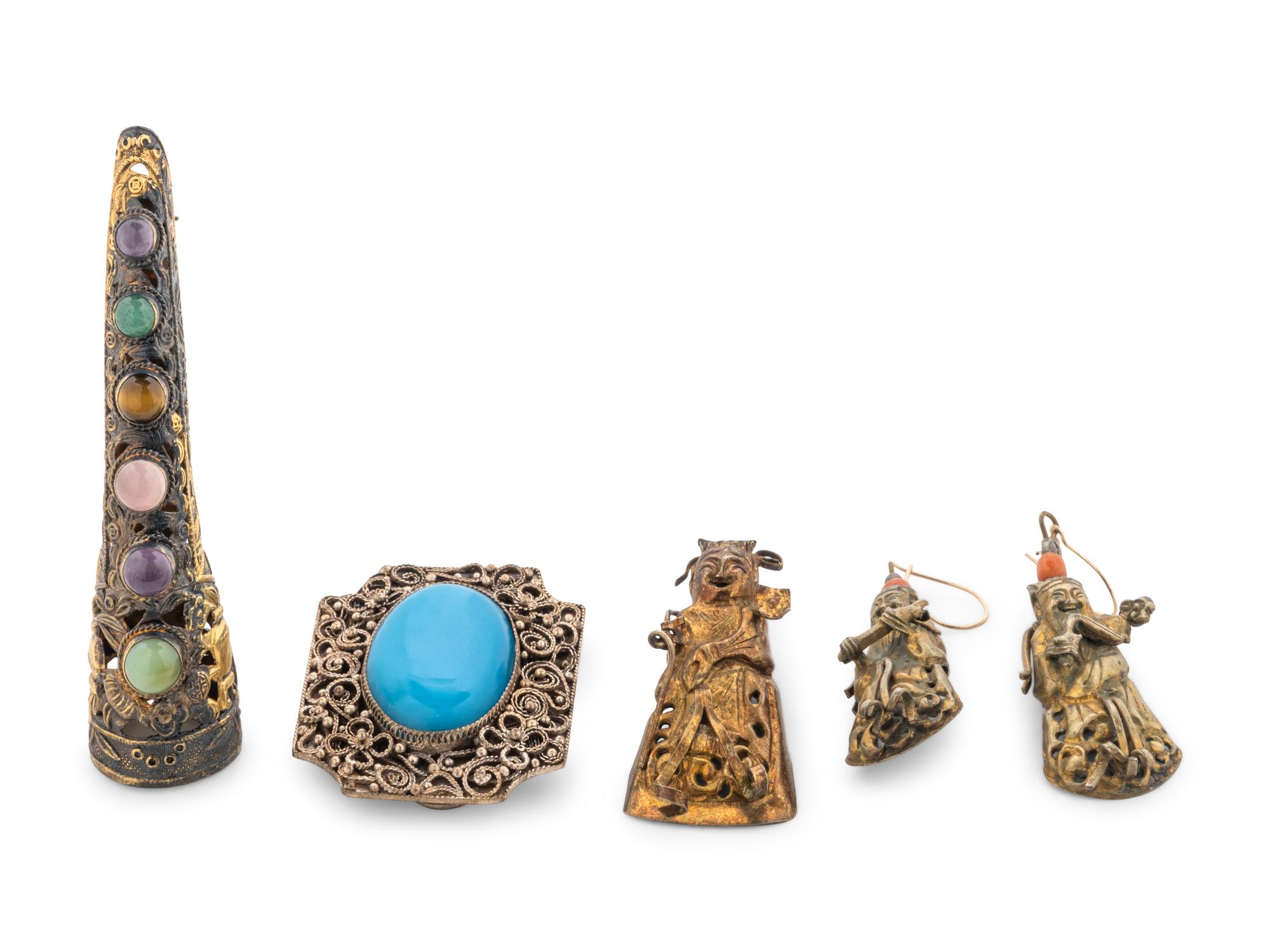 Five Chinese Silver Jewelry