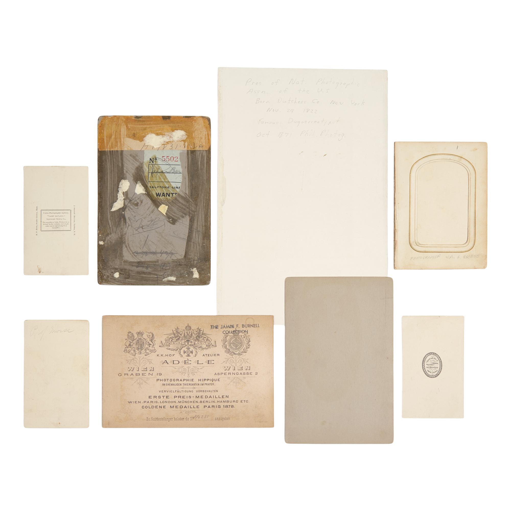 [Early Photography] Group of 8 photos of 19th-20th century photographers and inventors, including Morse, Bogardus, Edison