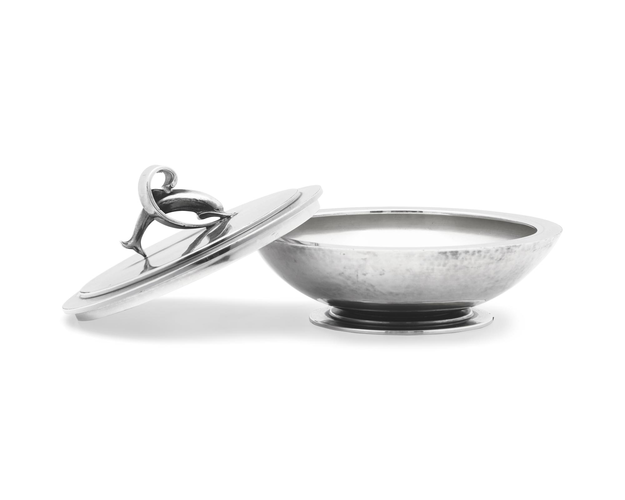 A Harald Nielsen Designed Georg Jensen Silver Dolphin Covered Bowl